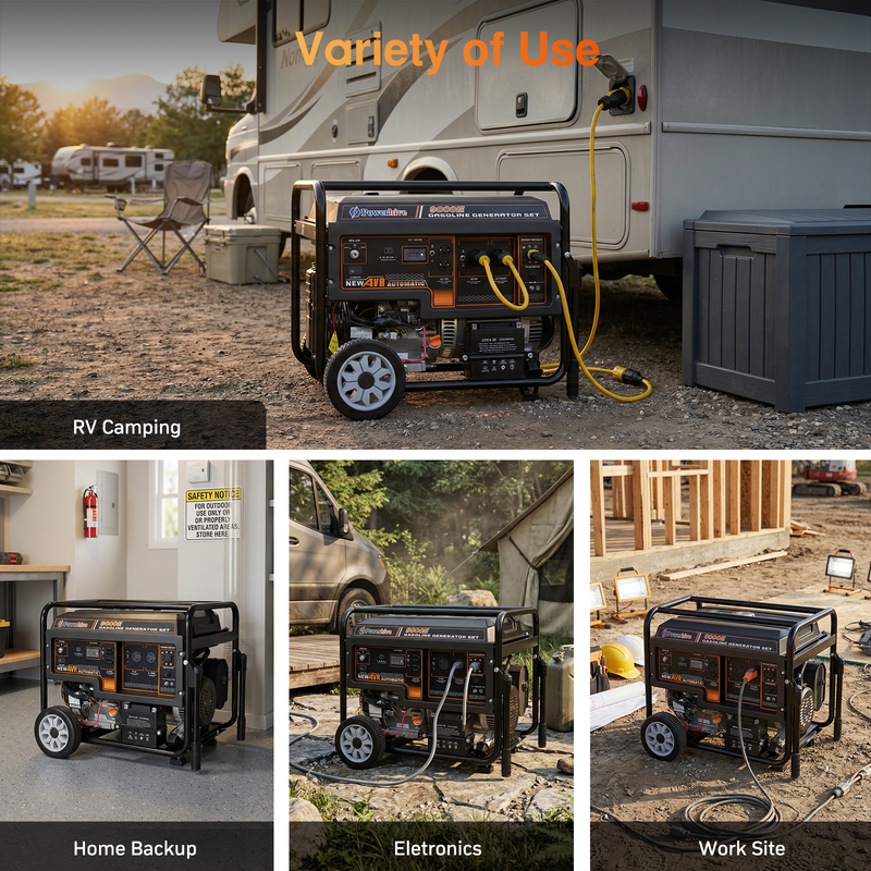 POWERHIVE Open Frame Gasoline Generator 7-7.5kW – Mod.9000E | Heavy-Duty Construction Power