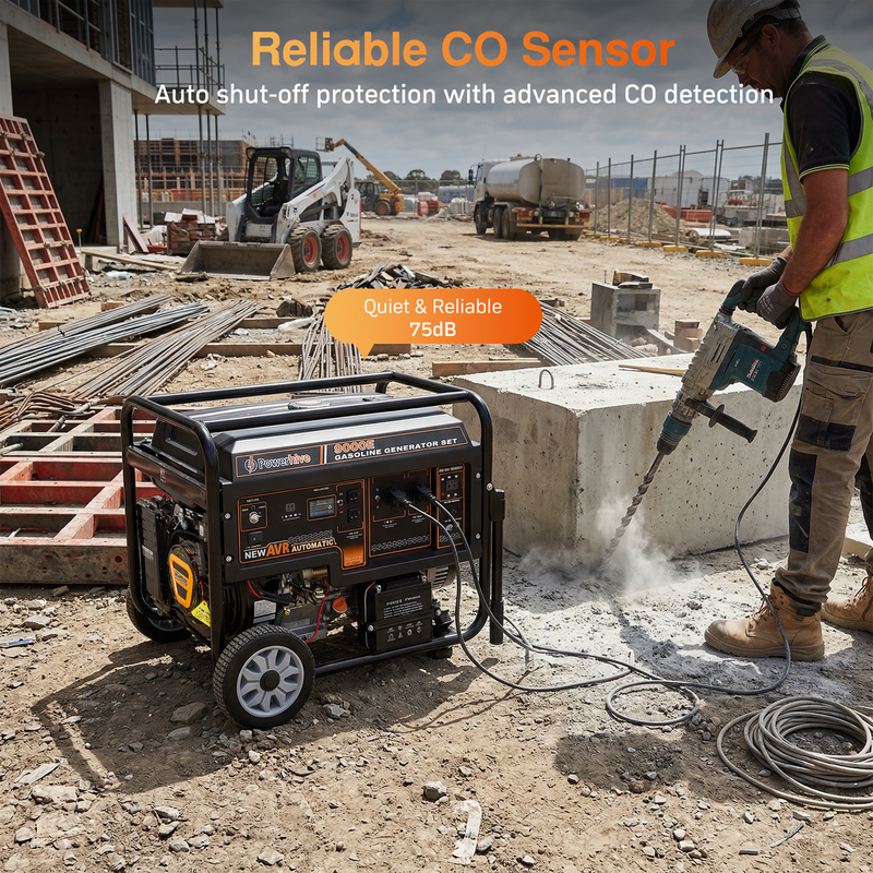 POWERHIVE Open Frame Gasoline Generator 7-7.5kW – Mod.9000E | Heavy-Duty Construction Power
