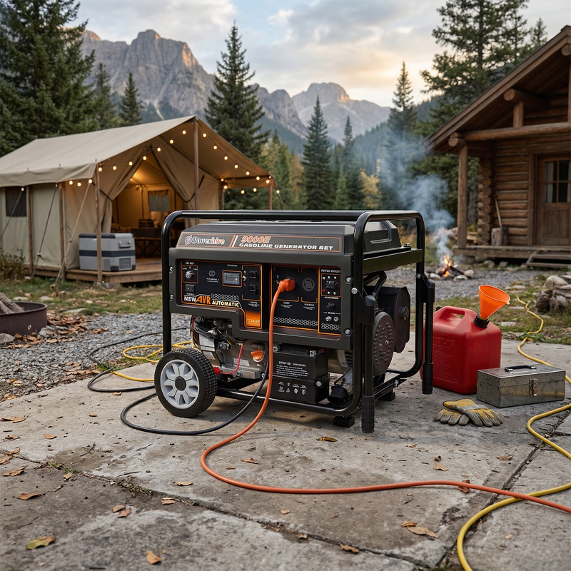 POWERHIVE Open Frame Gasoline Generator 7-7.5kW – Mod.9000E | Heavy-Duty Construction Power