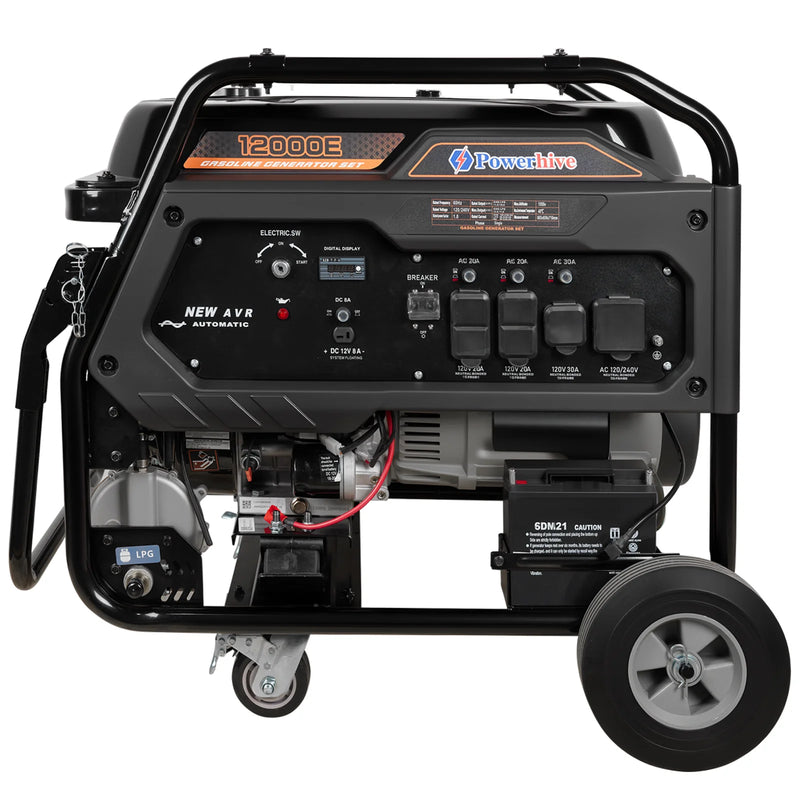 POWERHIVE Open Frame Dual-Fuel Generator 10–11kW – Mod.12000E | Heavy-Duty Construction Power