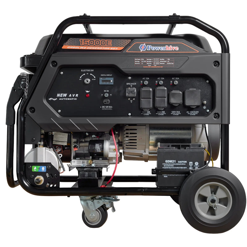 POWERHIVE Open Frame Tri-Fuel Generator 11.5-12kW – Mod.15000E | Heavy-Duty Construction Power