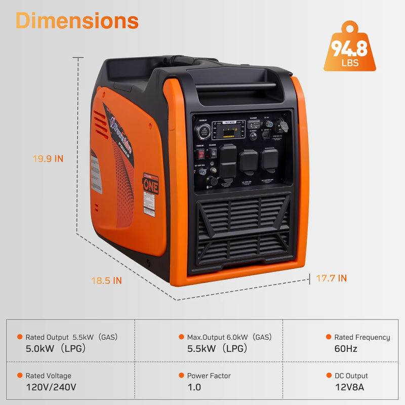 POWERHIVE Enclosed Dual-Fuel Generator 5kW – Mod.6800IE | Silent & Portable Power