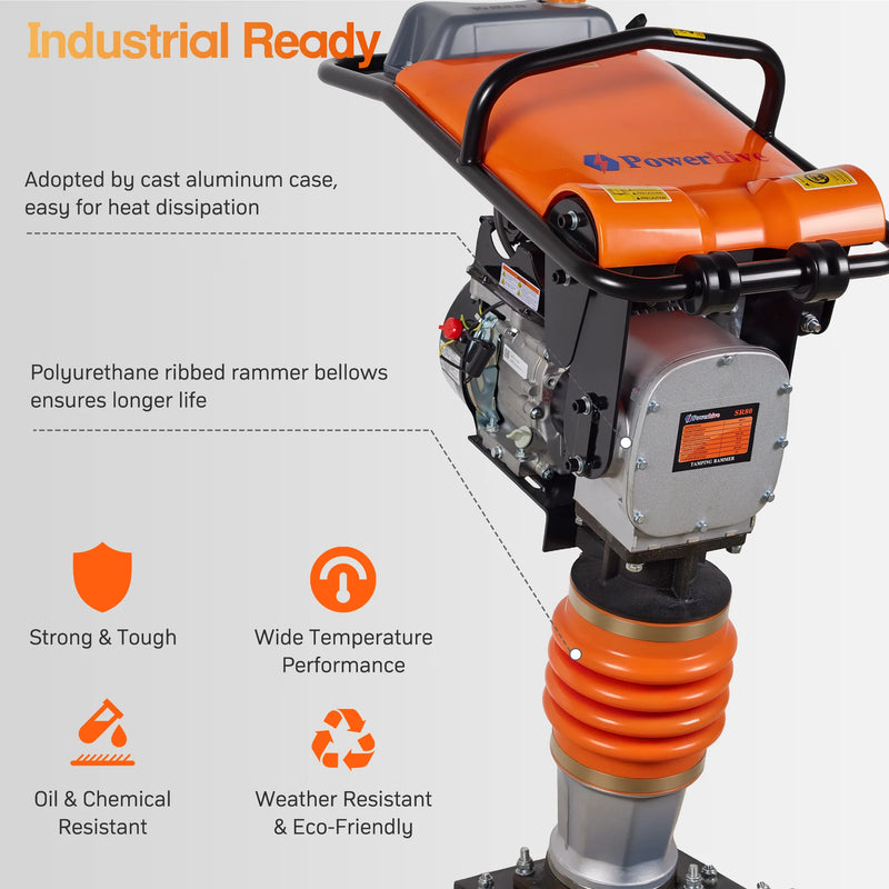 POWERHIVE Impact Hammer – Mod.SR80 | Enhanced Power & Large Base Plate 6.5HP