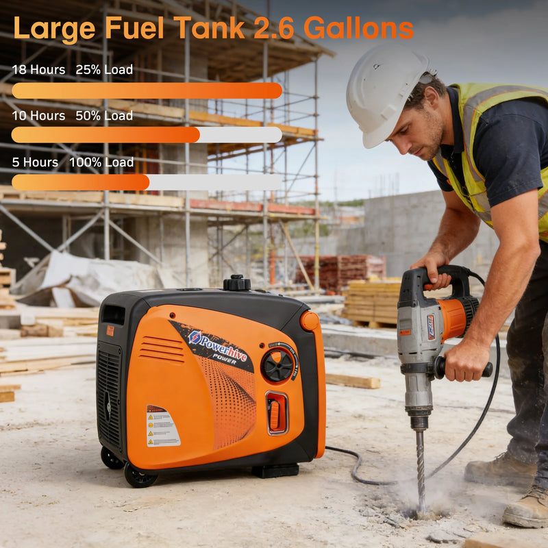 POWERHIVE Enclosed Gasoline Generator 3.8kW – Mod.4800IE | Silent & Portable Power