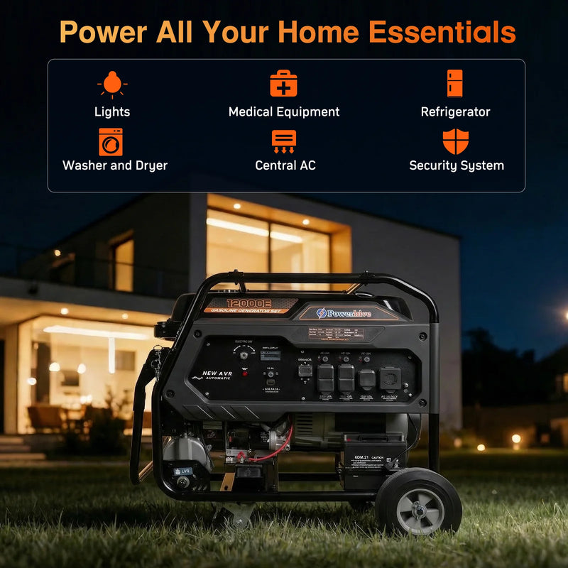 POWERHIVE Open Frame Dual-Fuel Generator 10–11kW – Mod.12000E | Heavy-Duty Construction Power