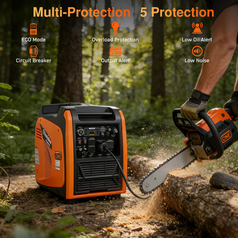 POWERHIVE Enclosed Dual-Fuel Generator 5kW – Mod.6800IE | Silent & Portable Power