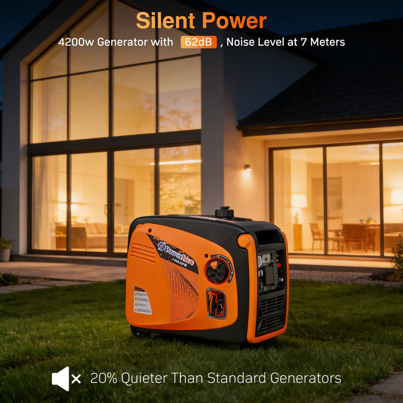 POWERHIVE Enclosed Gasoline Generator 3.8kW – Mod.4800IE | Silent & Portable Power
