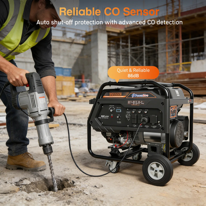 POWERHIVE Open Frame Dual-Fuel Generator 10–11kW – Mod.12000E | Heavy-Duty Construction Power