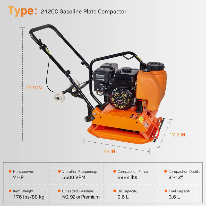 POWERHIVE Plate Compactor – Mod. SC-90 |  2922 lbf,22 x 17.7 inch Plate