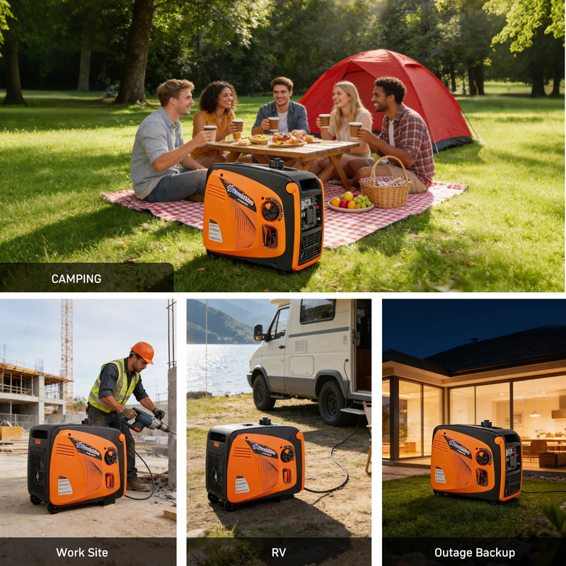 POWERHIVE Enclosed Gasoline Generator 3.8kW – Mod.4800IE | Silent & Portable Power