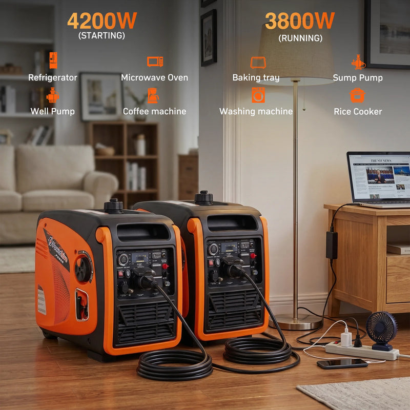 POWERHIVE Enclosed Gasoline Generator 3.8kW – Mod.4800IE | Silent & Portable Power