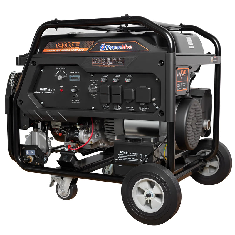 POWERHIVE Open Frame Dual-Fuel Generator 10–11kW – Mod.12000E | Heavy-Duty Construction Power